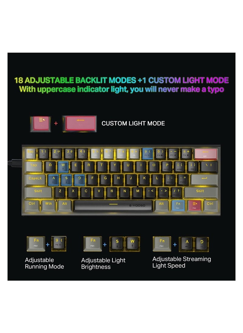 E-YOOSO Z-11 Mechanical Gaming Keyboard with Yellow Backlight Blue Switch  - Image 3