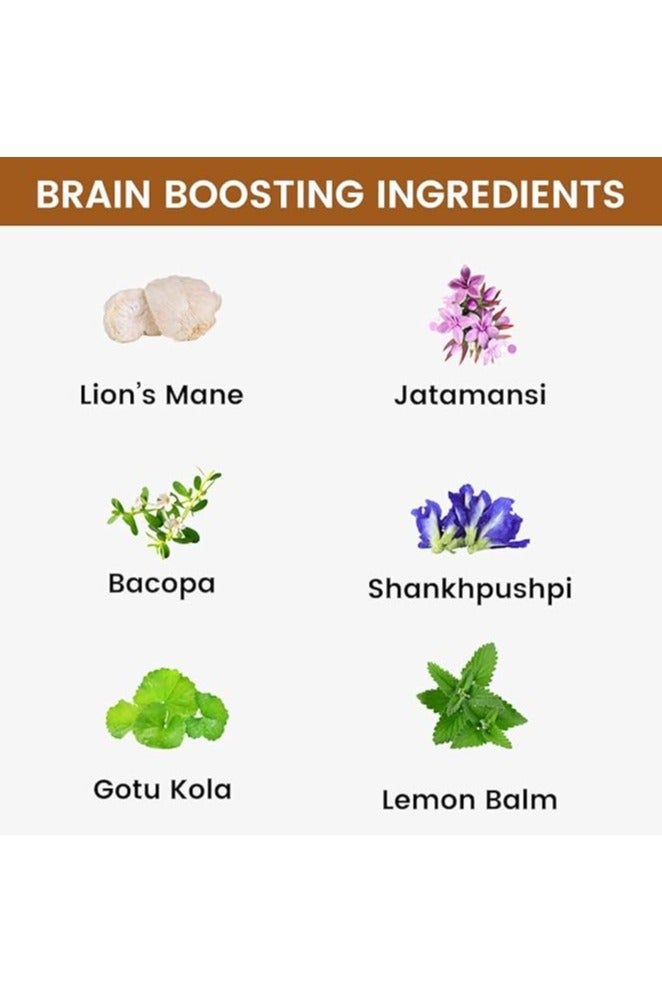 Rooted Active's Brain Booster - Brahmi Shankpushpi, Bacopa, Lions Mane Mushroom & Jatamansi, Brain Memory Booster Mind Focus Mood, Nootropics Cognitive - 60 Veg Capsules - Image 2