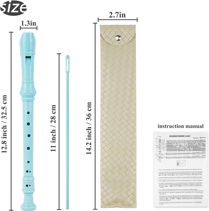Jasenna Recorder Instrument for Beginner Adults,8-Hole Soprano Descant Recorder Music Flute with with Cleaning Rod & Leather Case For Home Entertainment(2-Woven Mocha Green) - Image 2