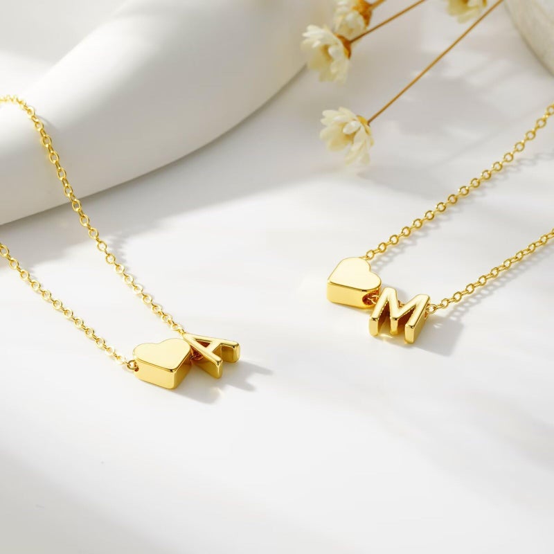 M MOOHAM Initial Bracelets for Women - Dainty 14K-Gold-Plated Heart Initial Letter K Link Charm Bracelets for Women Trendy Jewelry Personalized Birthday Gifts for Women - Image 5