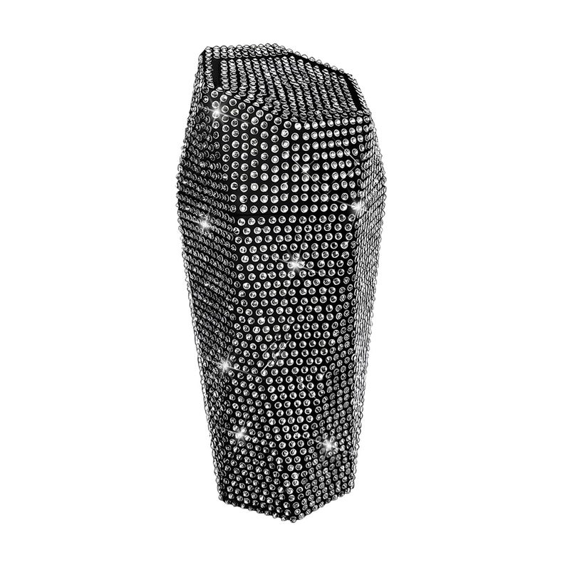 JNNJ Bling Rhinestone Leak-Proof Portable Rubbish Bin for Cars - Stylish Black Trash Can with Lid for Home and Office - Image 1