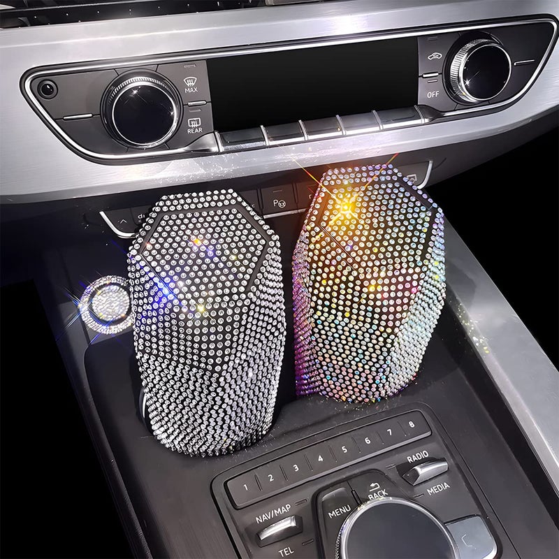JNNJ Bling Rhinestone Leak-Proof Portable Rubbish Bin for Cars - Stylish Black Trash Can with Lid for Home and Office - Image 5