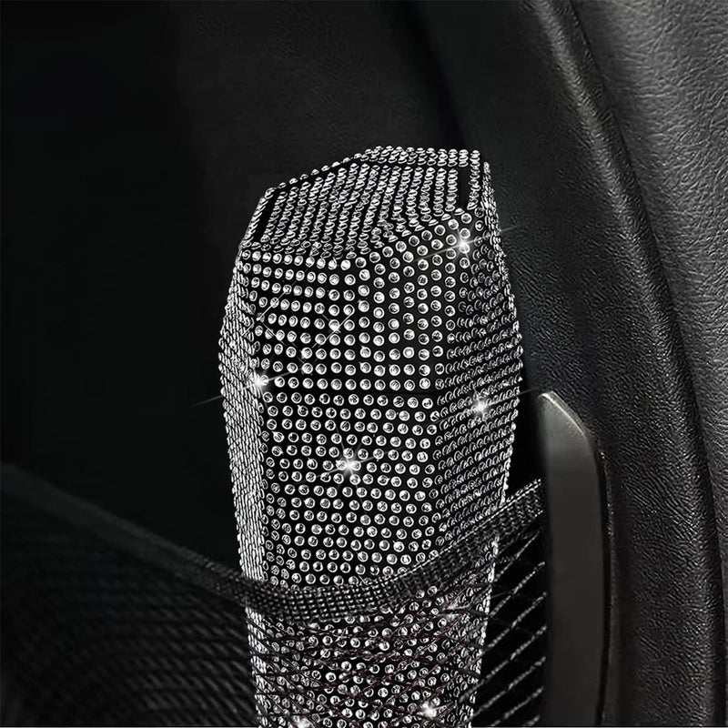 JNNJ Bling Rhinestone Leak-Proof Portable Rubbish Bin for Cars - Stylish Black Trash Can with Lid for Home and Office - Image 4
