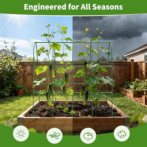 MQHUAYU Cucumber Trellis for Raised Bed,U-Shape Garden Trellis for Climbing Plants Outdoor, Metal Arch Vegetables Trellis, Plant Support for Vine (Green, 63" Lx21.6 Wx47.2 H-Large) - Image 5