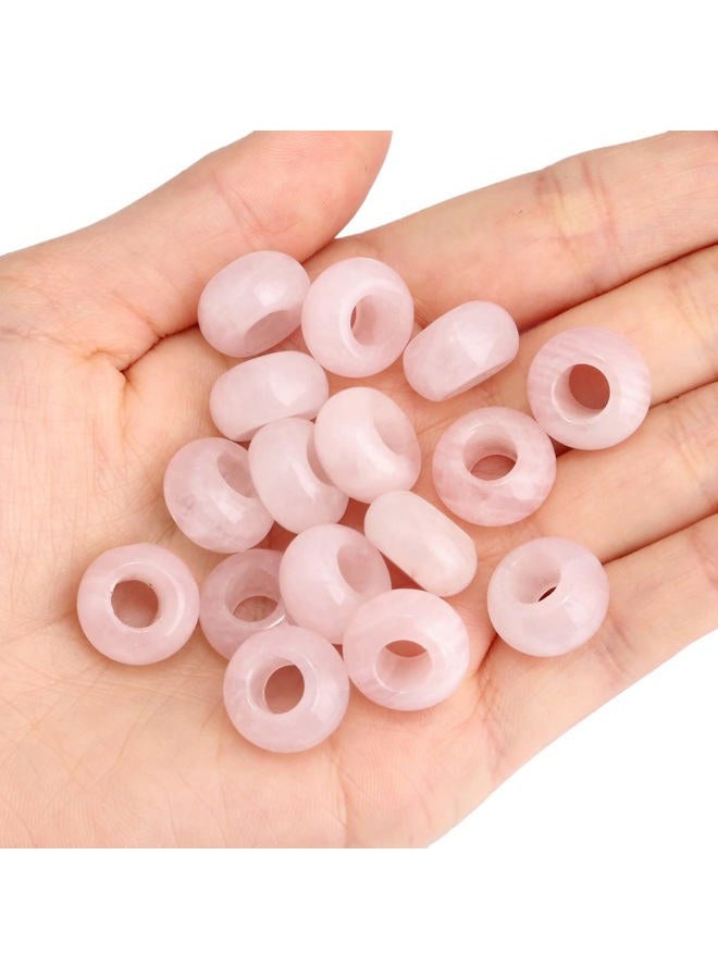SUNYIK Rose Quartz Large Hole (6mm) Rondelle Loose Charms European Bead fits Bracelet,Jewelry Makings Pack of 20 - Image 2
