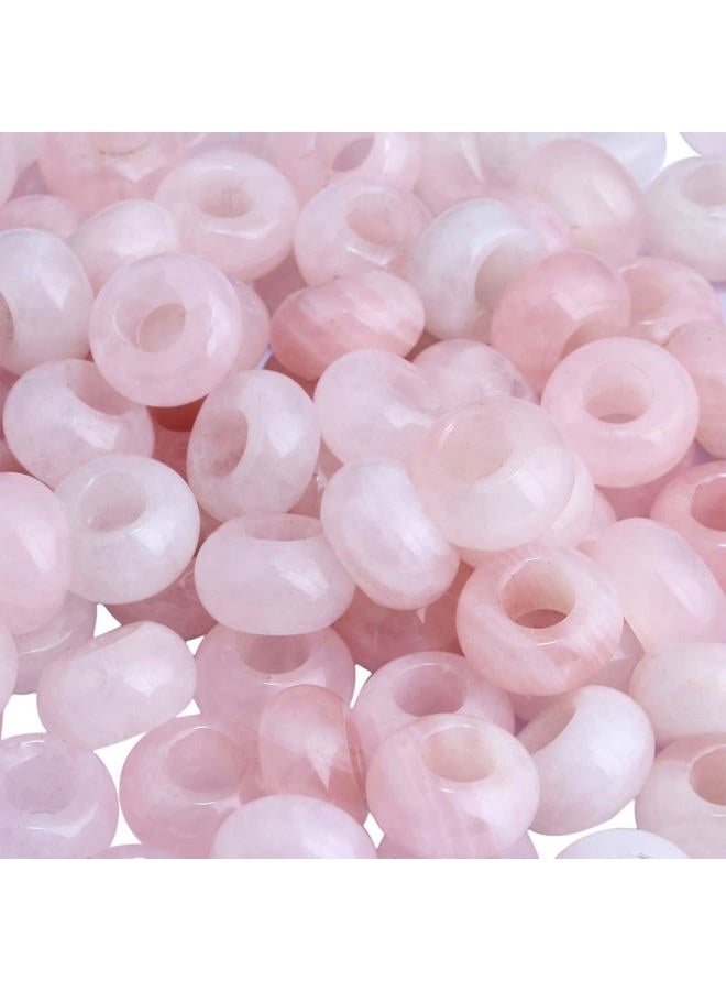 SUNYIK Rose Quartz Large Hole (6mm) Rondelle Loose Charms European Bead fits Bracelet,Jewelry Makings Pack of 20 - Image 5
