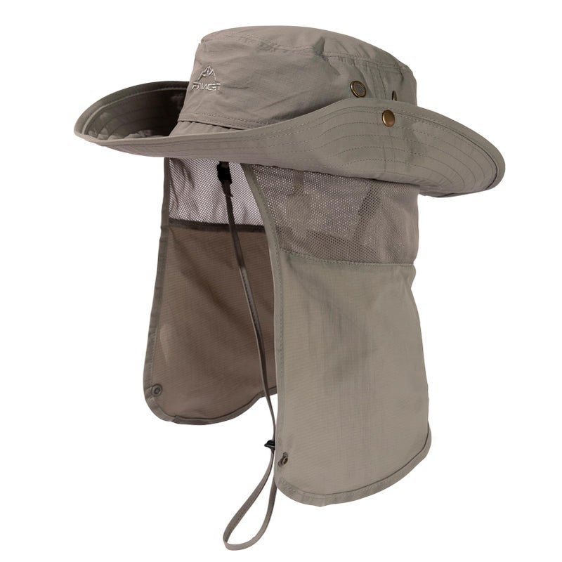 Comhats Sun Hats for Men Neck Cover Flap Protection UPF50+ Wide Brim Summer Boonie Bucket Waterproof Summer Golf Packable Travel Big Head X-Large XX-Large XL XXL Light Grey - Image 1