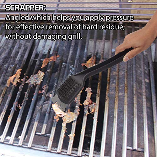 FEELING MALL BBQ Grill Cleaning Brush, Grill Cleaner, Barbecue Cleaner Brush with Stainless Steel Scrapper & Metal Bristle, Barbecue Oven Cleaner BBQ Grill Scrub Cleaner BBQ Cleaner for Grill - Image 3