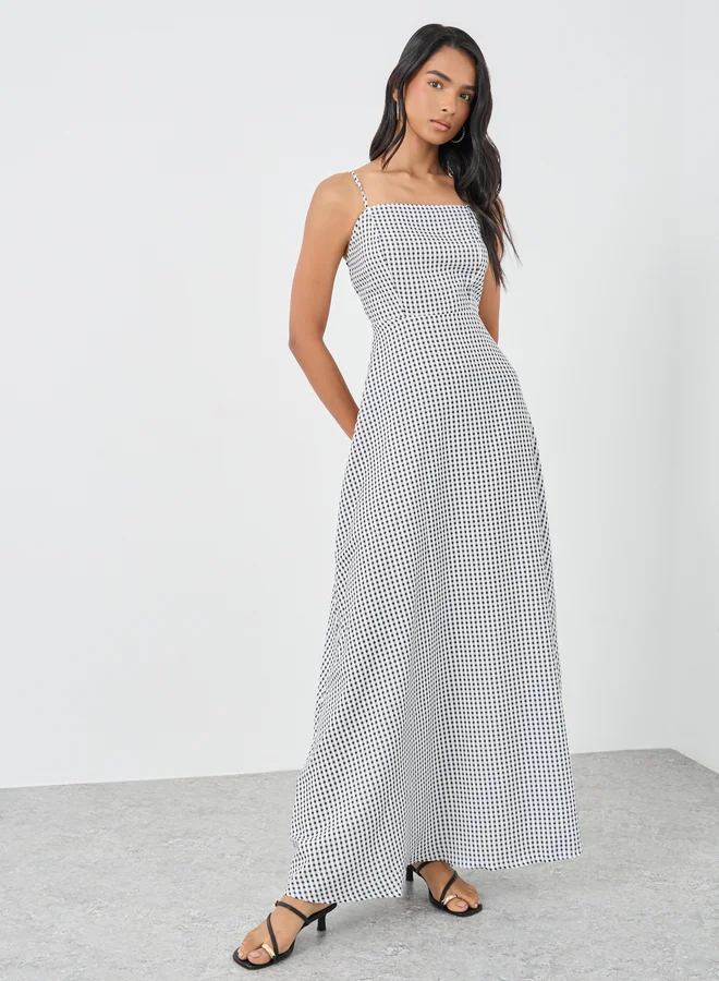 Take Two Take Two Checked Print Sleeveless A-Line Maxi Dress