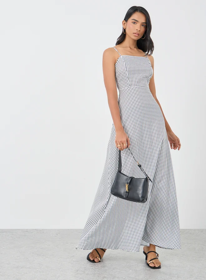 Take Two Take Two Checked Print Sleeveless A-Line Maxi Dress