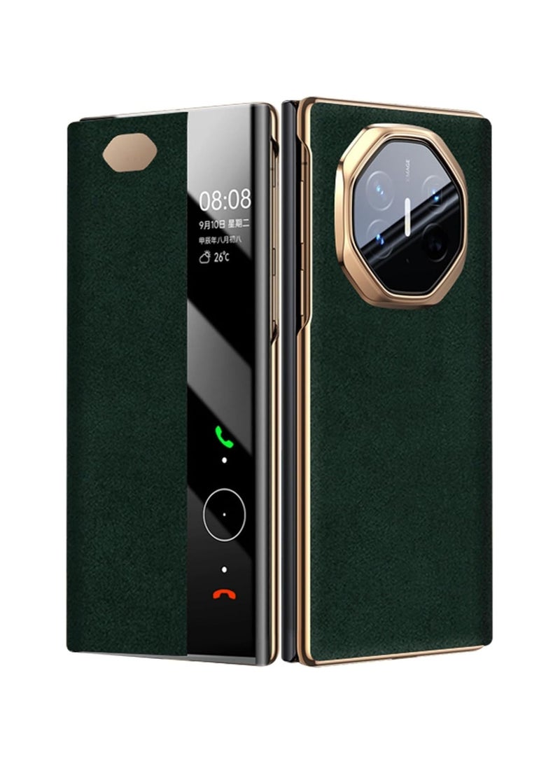 general Protective Case Compatible with Huawei Mate XT |Ultimate Design 2024, Luxury Alcantara Plated Leather Business Case Huawei Mate XT Magnetic Flip Smart Sleep/Wake Case