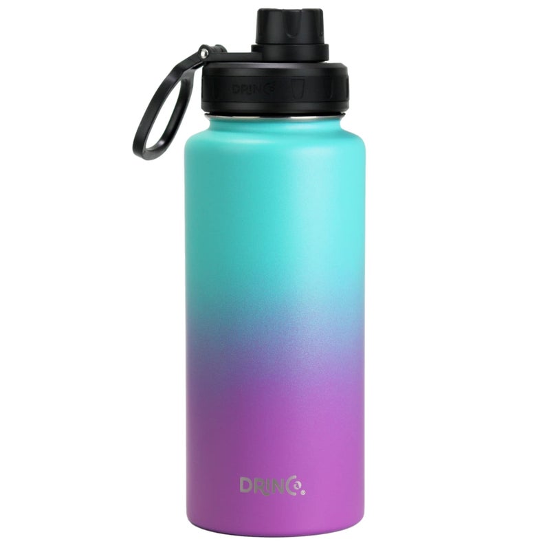 DRINCO Stainless Steel Water Bottle Spout Lid Vacuum Insulated Double Wall Water Bottle Wide Mouth (40oz 32oz 22oz 18oz 14oz) Leak Proof Keeps Cold or Hot (32 oz  32oz Ombre Fuchsia Teal) - Image 1