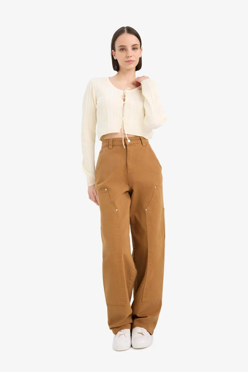 ديفاكتو Baggy Fit Regular Waist Gabardine Trousers