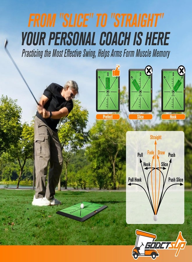 GODCTSUP Golf Hitting Mat with Instant Swing Path Feedback, Extra Replaceable Golf Practice Mat for Home Outdoor Use, Turf Driving Impact Swing Pad, Non-Slip Rubber Base Training Aid, Gifts Idea - Image 4