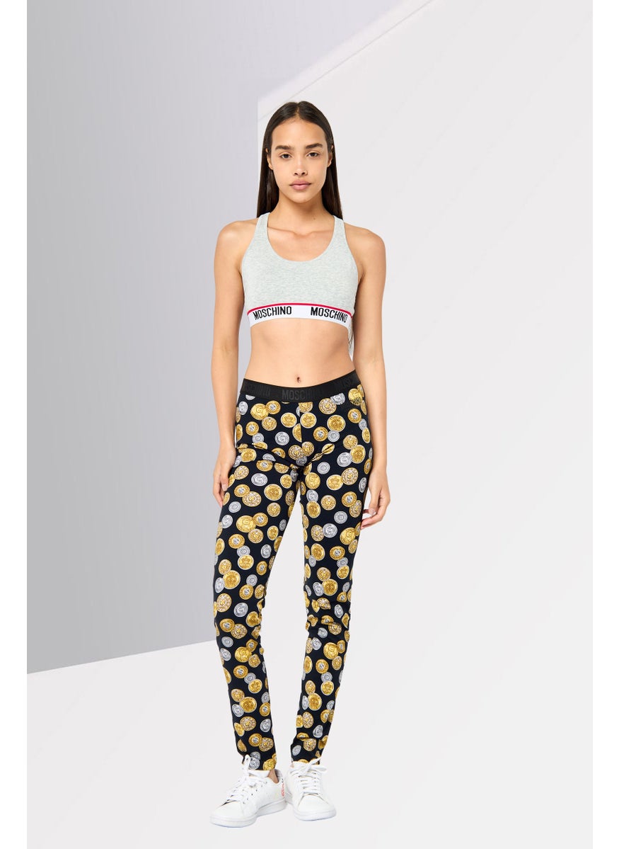 MOSCHINO Women Brand Logo Non Padded Sports Bra, Grey  - Image 3