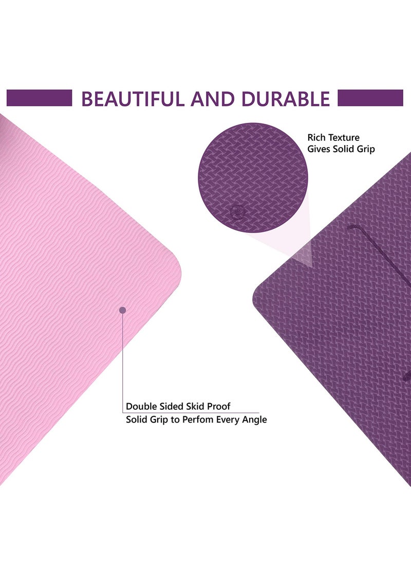 Taimi 6mm Yoga Mat High-resistance for Shock-absorbing, and Knee-supporting Made of High-quality Materials - Lightweight Yoga Mat With a Modern, Stylish Design and a Bag for Easy Portability - Non-slip, Lightweight Training Mat for Yoga, Pilates, Fitness, and Home Exercises - 183x61cm - Image 4