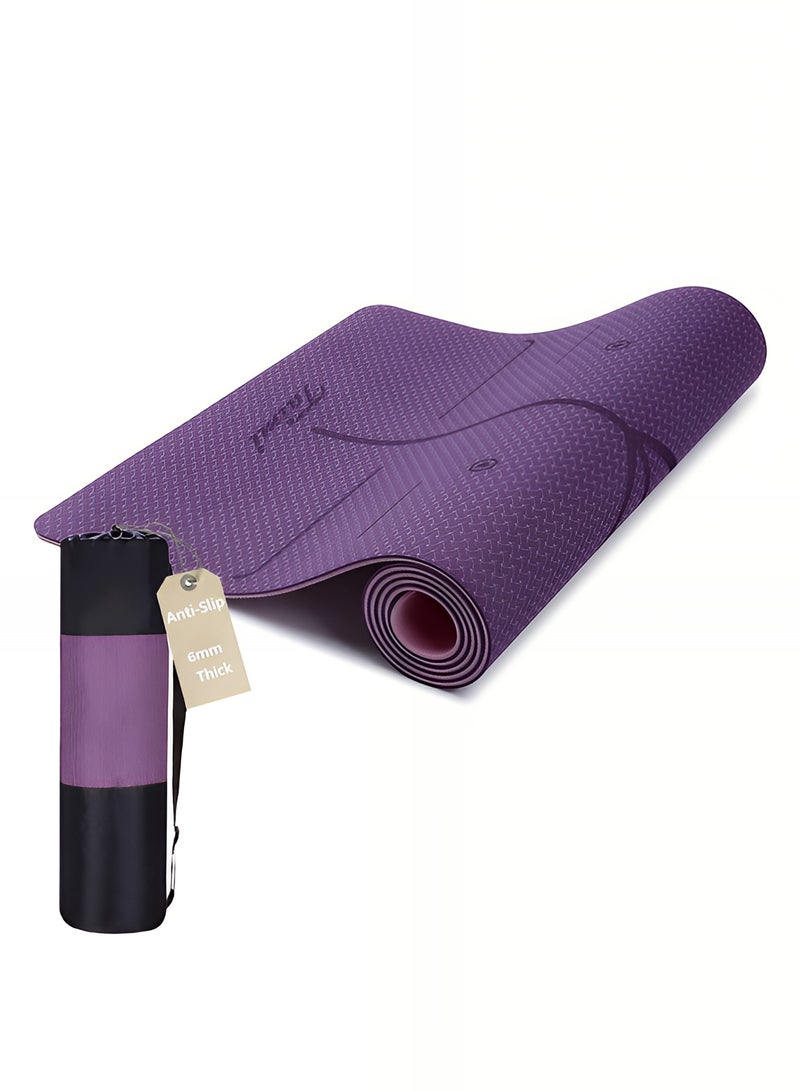 Taimi 6mm Yoga Mat High-resistance for Shock-absorbing, and Knee-supporting Made of High-quality Materials - Lightweight Yoga Mat With a Modern, Stylish Design and a Bag for Easy Portability - Non-slip, Lightweight Training Mat for Yoga, Pilates, Fitness, and Home Exercises - 183x61cm - Image 1