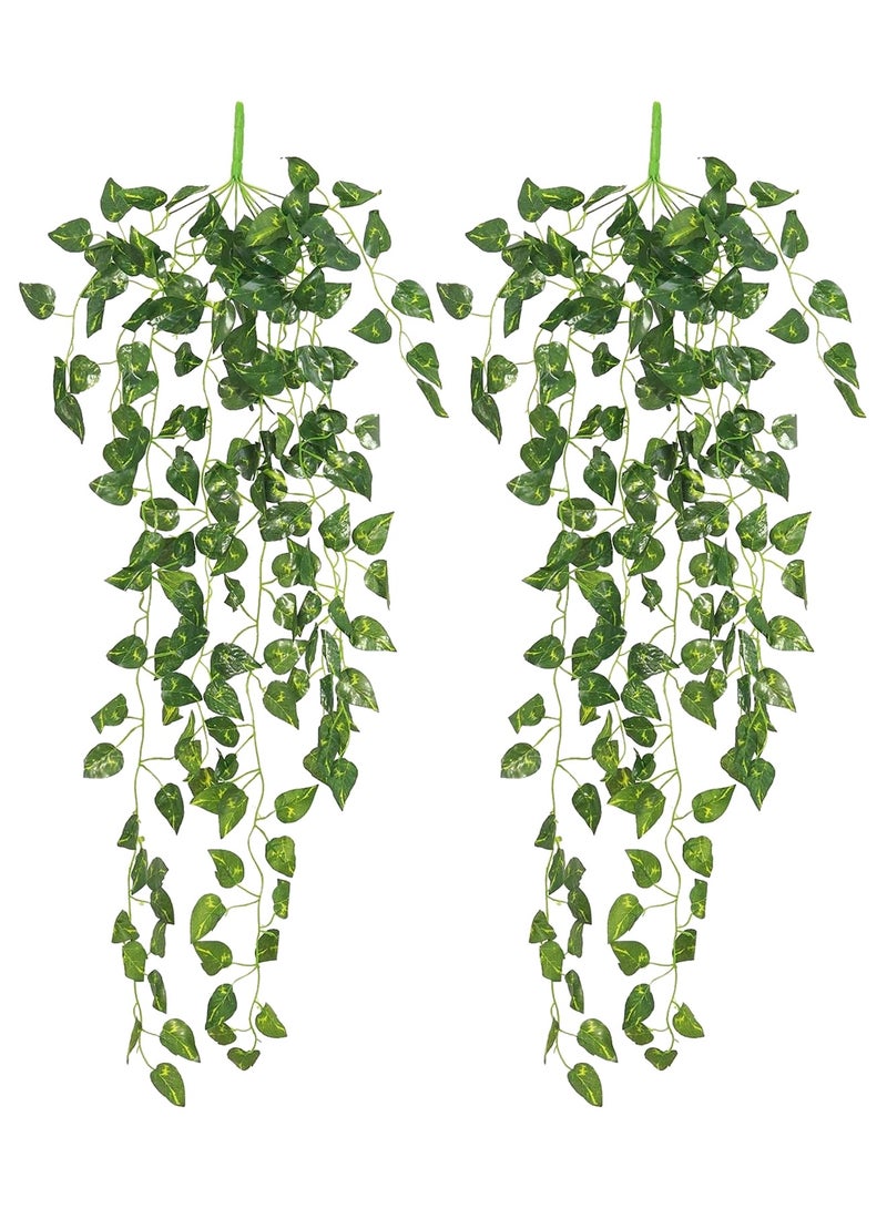 2-Pack Artificial Hanging Greenery - Lush Green Leaf Rattan for Home Décor, Durable Simulation Plants for Indoor/Outdoor Use - Image 1