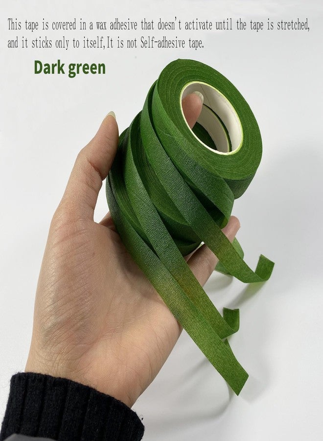 zYoung 4 Rolls Floral Tape 1/2inch Flower Tape Dark Green Floral Tape for Bouquets Floral Arranging Stem Wrap Craft - Image 4