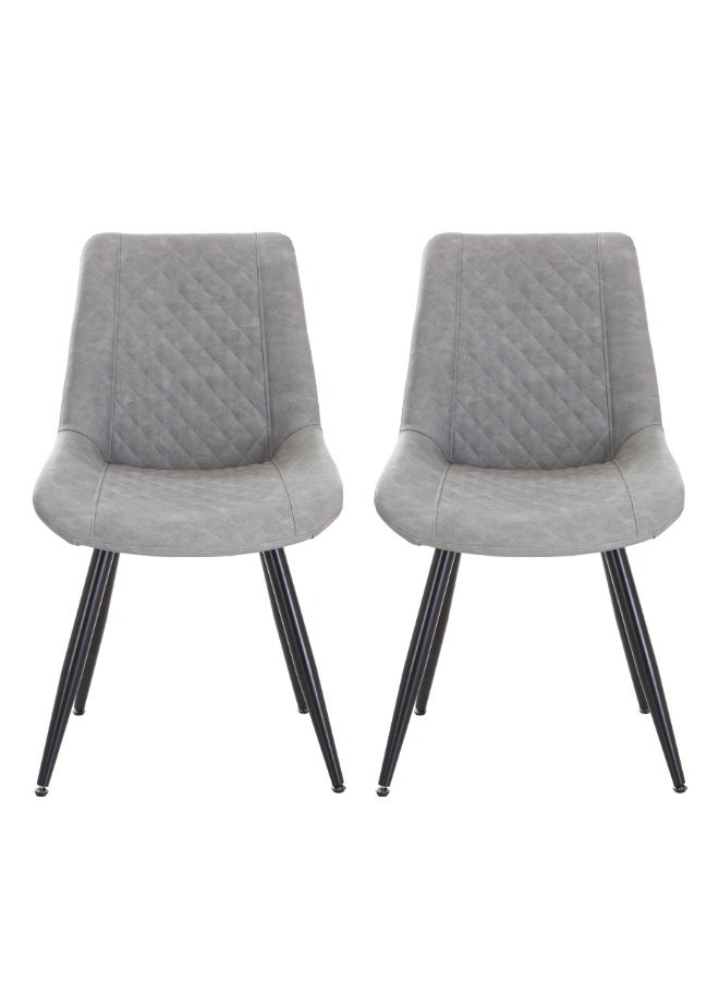 أولييرو طقم من كرسيين طعام باللون الرمادي ‎51×57×86 سم‎ - Image 1