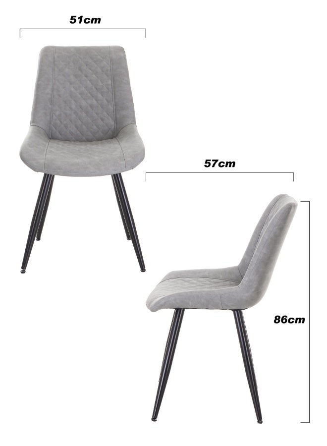 أولييرو طقم من كرسيين طعام باللون الرمادي ‎51×57×86 سم‎ - Image 2