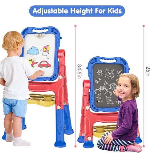Amagoing Art Easel for Kids Age 3 4 5 Adjustable Standing Toddler Easel Drawing White Board Chalkboard with Painting Accessories Birthday Gifts Learning Educational Toy for Boys Girl 35 Year Old - Image 5