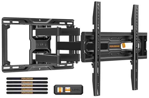 Perlegear Full Motion TV Mount for 32-69 Inch TVs up to 99 lbs, Max VESA 400x400mm, Fits 16”/12” Wood Studs, Height Adjustable Pre-Assembled TV Wall Mount, Tool-Free Tilt, Swivel & Extension, PGMF21. - Image 1