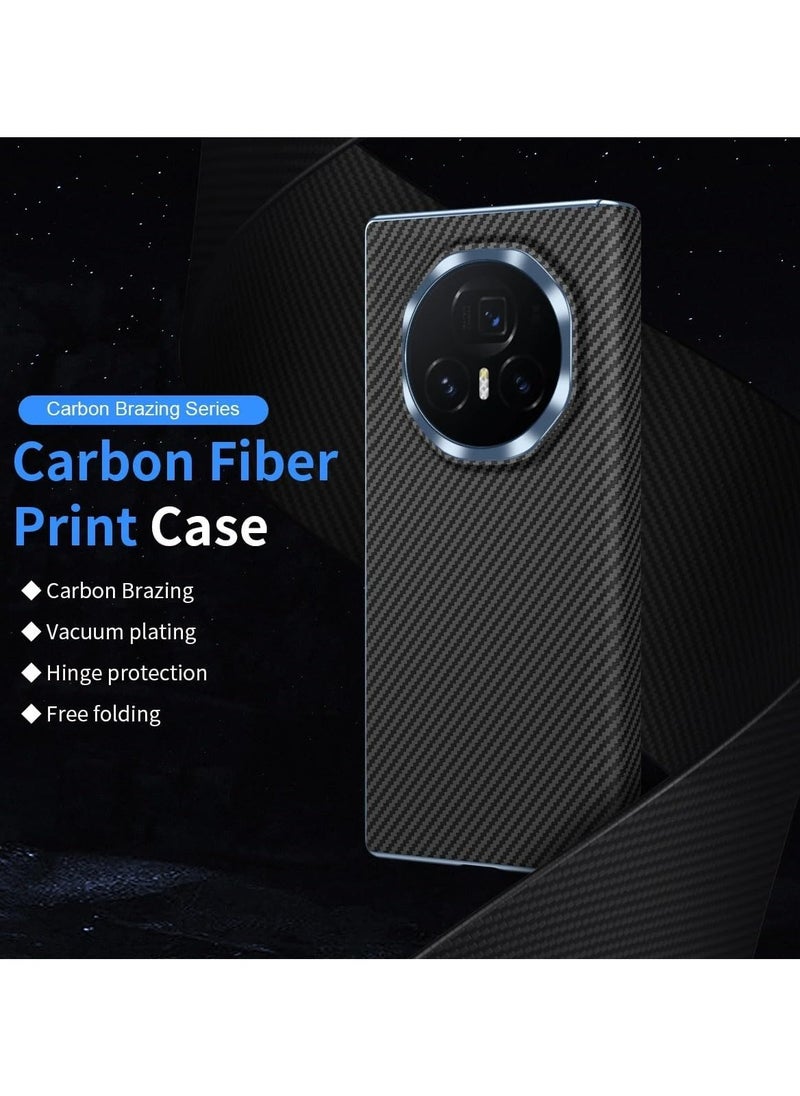 General - Case Compatible with Honor Magic V3 5G Case, Carbon Fiber Print Case Electroplated Frame Hinge Protection Shockproof Protective Back Cover for Honor Magic V3 - Image 1