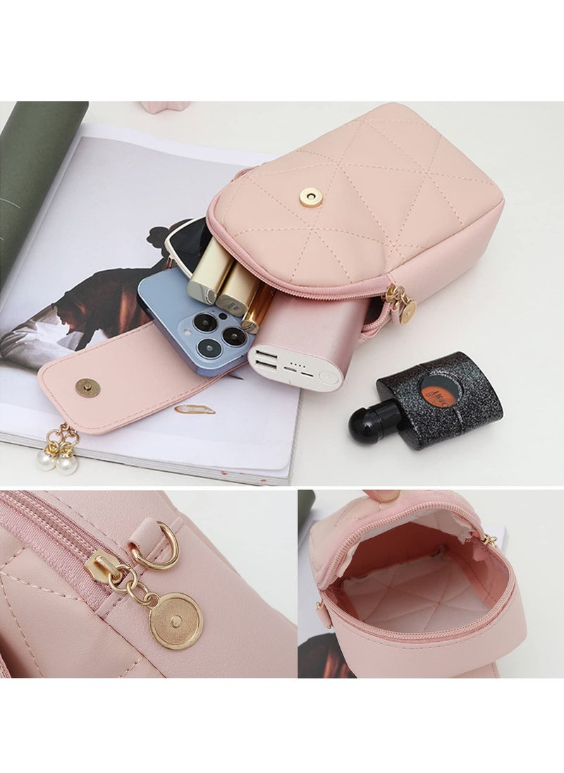 SYOSI - Crossbody Phone Bag for Women Girls Shoulder Phone Bag with Long Strap Zips Lightweight Leather Shoulder Purse Handbag Small Crossbody Bag Lovely Mini Handbag Purse Phone Purse for Pink - Image 1
