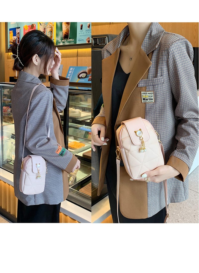 SYOSI - Crossbody Phone Bag for Women Girls Shoulder Phone Bag with Long Strap Zips Lightweight Leather Shoulder Purse Handbag Small Crossbody Bag Lovely Mini Handbag Purse Phone Purse for Pink - Image 1