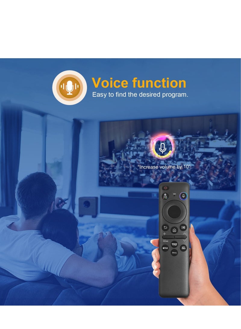 New BN59-01432A Solar Voice Replacement Remote for Samsung Neo QLED 8K HDR Smart TVs – Featuring 4 customizable shortcut buttons for quick access. Designed for convenience, it includes solar charging and voice control capabilities in a sleek black finish. - Image 3
