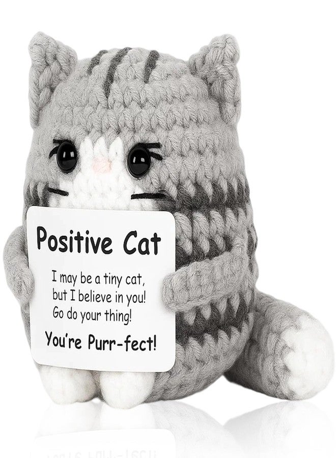 BCNJEPIN Crochet Toys, Handmade Cat Crochet Animals, Cute Crochet Gift for Home and Office Decor, Emotional Support Animal Toy, Cute Things for Study Table Desk Decoration (7x6 cm, Grey) - Image 1