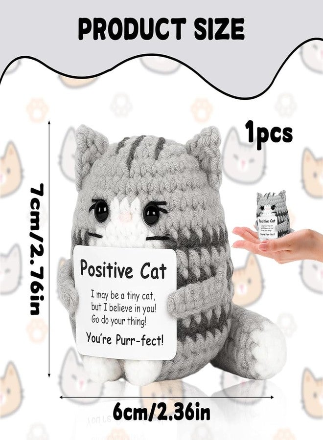 BCNJEPIN Crochet Toys, Handmade Cat Crochet Animals, Cute Crochet Gift for Home and Office Decor, Emotional Support Animal Toy, Cute Things for Study Table Desk Decoration (7x6 cm, Grey) - Image 2
