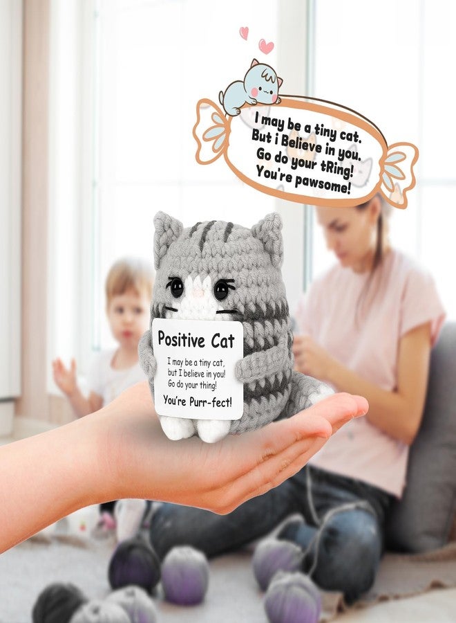 BCNJEPIN Crochet Toys, Handmade Cat Crochet Animals, Cute Crochet Gift for Home and Office Decor, Emotional Support Animal Toy, Cute Things for Study Table Desk Decoration (7x6 cm, Grey) - Image 3