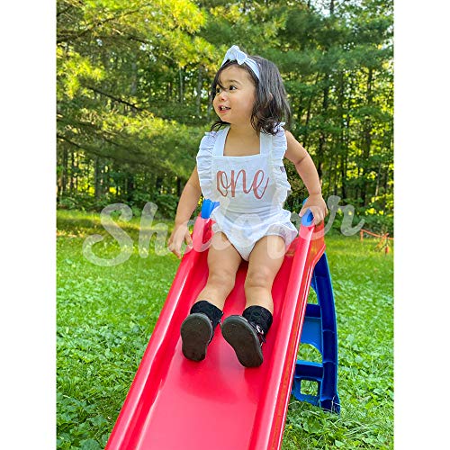 Shalofer Baby Girls First Birthday Outfit One Year Old Birthday Romper Cute Backless Ruffles Jumpsuit with Headband (White,12-18 Months) - Image 4