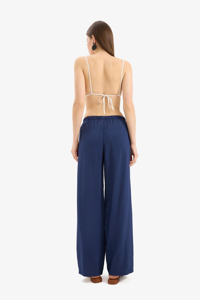 DeFacto Blue Woman Fall in Love Regular Fit Flexible Waist Beach Trousers Casual - Image 5