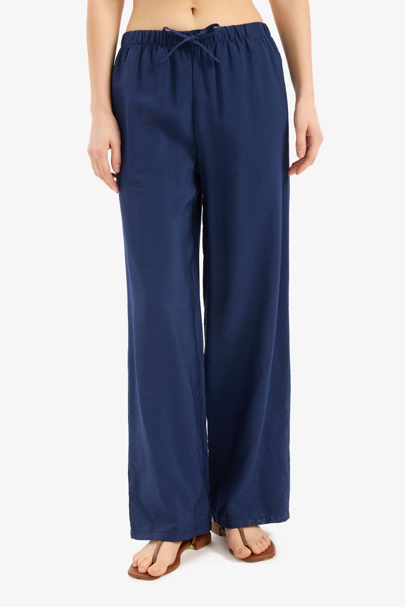 DeFacto Blue Woman Fall in Love Regular Fit Flexible Waist Beach Trousers Casual - Image 3
