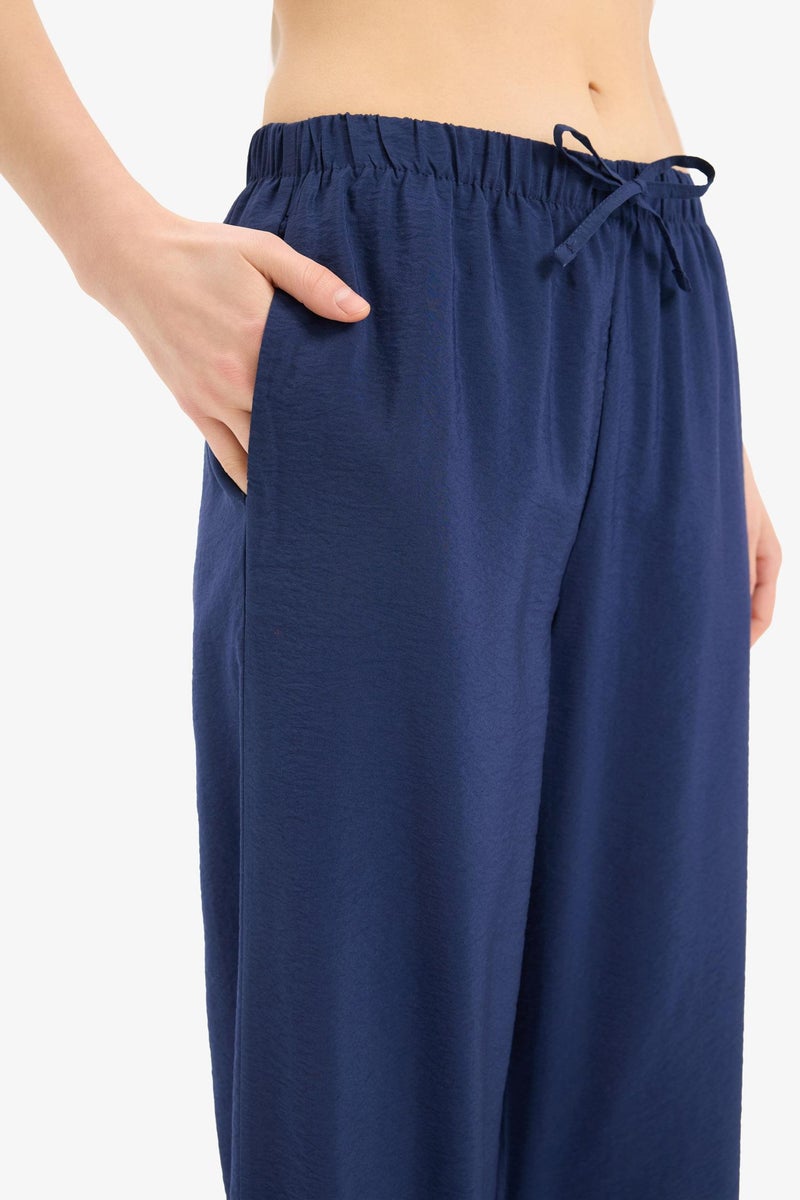 DeFacto Blue Woman Fall in Love Regular Fit Flexible Waist Beach Trousers Casual - Image 4