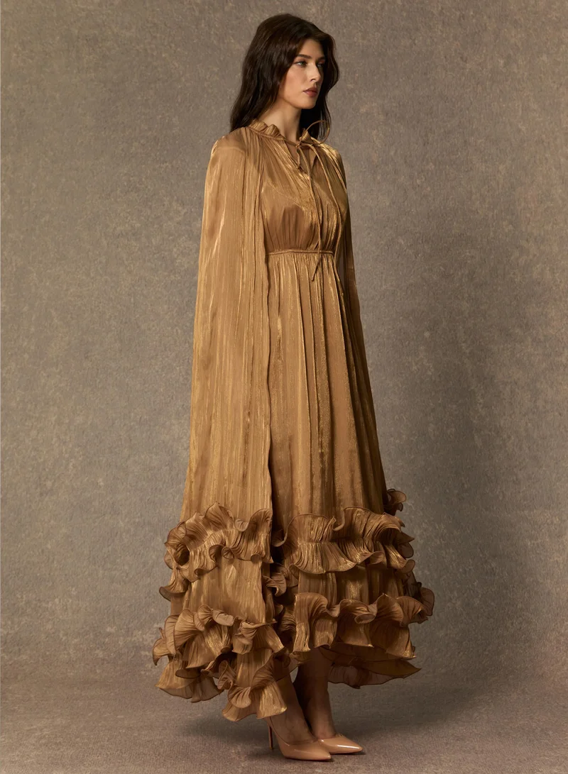 Sunfere Shirley Cape-effect Ruffled Midi Dress