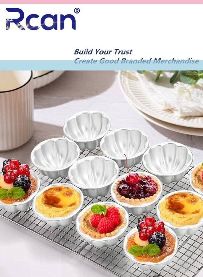 Rcan 12 Pack Flower Shaped Egg Tart Molds Aluminum Alloy Pudding and Cake Baking Cups Reusable Cupcake Muffin Jelly Non Stick Kitchen Accessories - Image 4