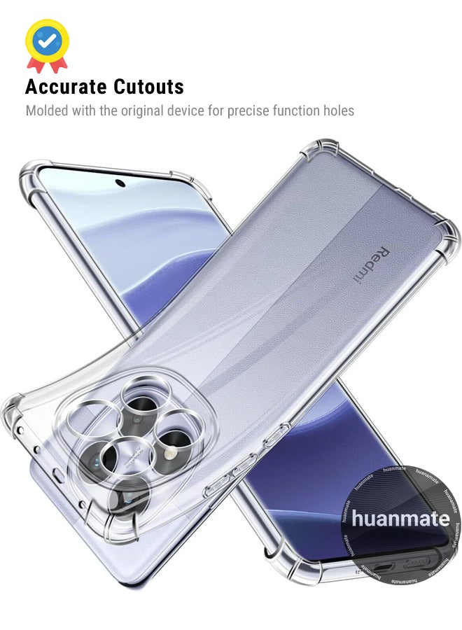 huanmate Xiaomi Redmi Note 14 Pro 4G Shock Proof Case Cover - Ultra Clear, Durable & Accurate Cut-outs - Scratch, Dust & Smudge Protection - Clear Silicon Back Cover for Xiaomi Redmi Note 14 Pro 4G - Image 5