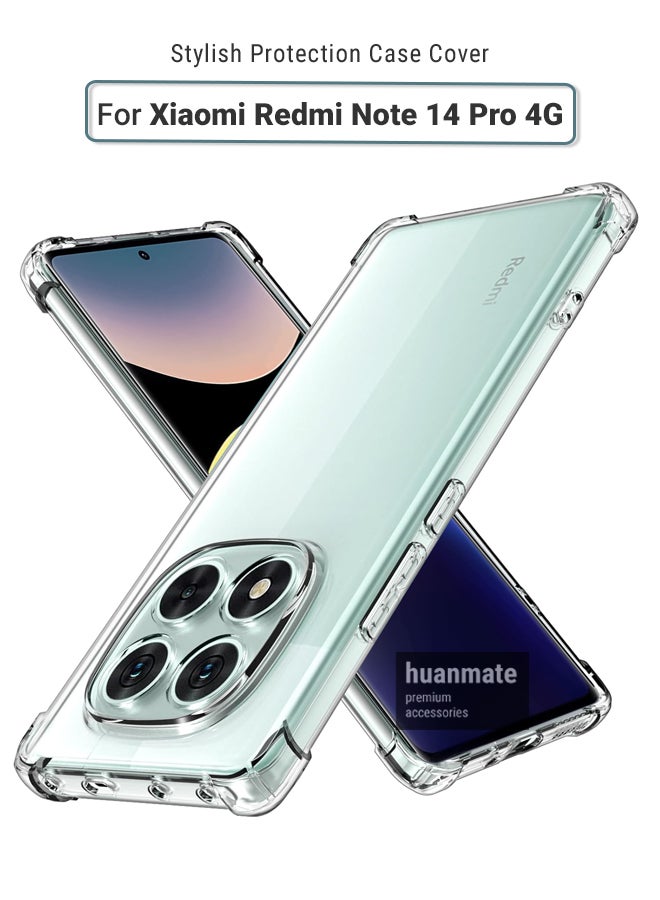 huanmate Xiaomi Redmi Note 14 Pro 4G Shock Proof Case Cover - Ultra Clear, Durable & Accurate Cut-outs - Scratch, Dust & Smudge Protection - Clear Silicon Back Cover for Xiaomi Redmi Note 14 Pro 4G - Image 1