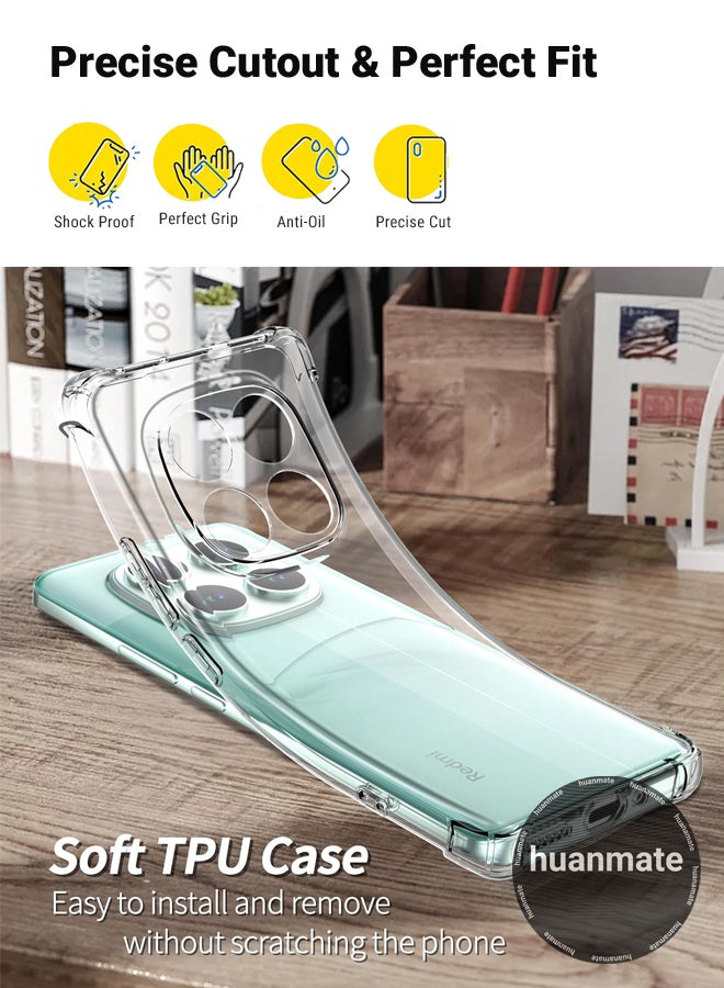 huanmate Xiaomi Redmi Note 14 Pro 4G Shock Proof Case Cover - Ultra Clear, Durable & Accurate Cut-outs - Scratch, Dust & Smudge Protection - Clear Silicon Back Cover for Xiaomi Redmi Note 14 Pro 4G - Image 2