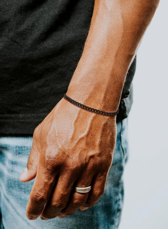 U7 Women Bracelet Ion Plating Black 3mm Cuban Curb Chain Adjustable Wrist Links 6.5"-8.5" - Image 2