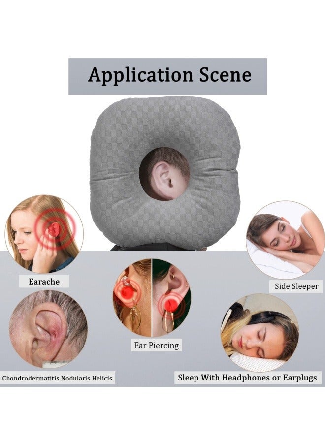 Ear Piercing Pillow for Side Sleepers, Donut Pillow with Hole for Ear Protection After Piercing or Surgery, Soft Breathable Hypoallergenic Pillow, Gray  - Image 2