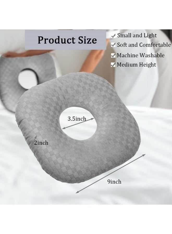 Ear Piercing Pillow for Side Sleepers, Donut Pillow with Hole for Ear Protection After Piercing or Surgery, Soft Breathable Hypoallergenic Pillow, Gray  - Image 3