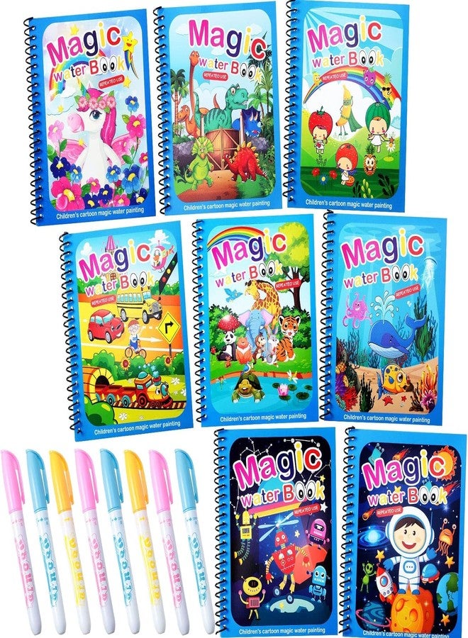 E-DUNIA® Magic Water Book,Reusable Painting Book Dinosaur Animal Ocean Universe Cartoon Painting for Toddlers Educational Learning Kit Children's Gifts(Random Design-Assorted Color) Pack of (8) - Image 1