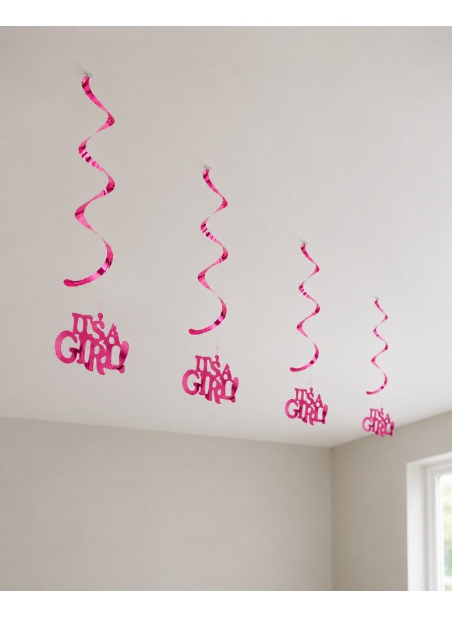 It’s a Girl Ceiling Hanging Decoration, Pink Spiral Hanging Party Decor for Baby Shower, Newborn Welcome and Girl Birth Celebration - Image 2