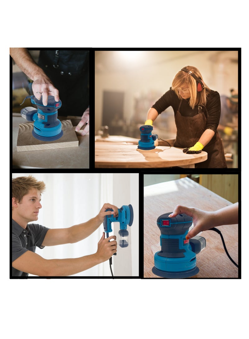 BONAI Orbital Sander with 1000W motor, 6-speed gearbox, 7000-13000 rpm,125mm pad size, 2mm orbital movement,Self-vacuum dust collection Sanding and polishing tool-BN-GW2-125 - Image 4