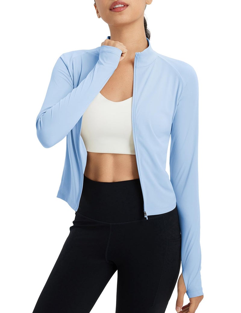 baleaf Women's UPF 50+ Sun Shirts SPF UV Protection Jacket Lightweight Quick Dry Long Sleeve Rash Guard for Hiking Athletic Light Blue M - Image 1